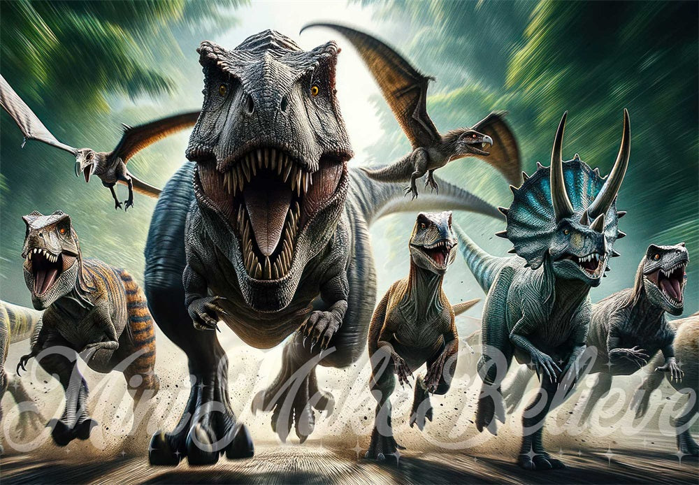 Kate Charge Dinosaures Enfant Toile de fond conçue par Mini MakeBelieve - Kate Backdrop FR