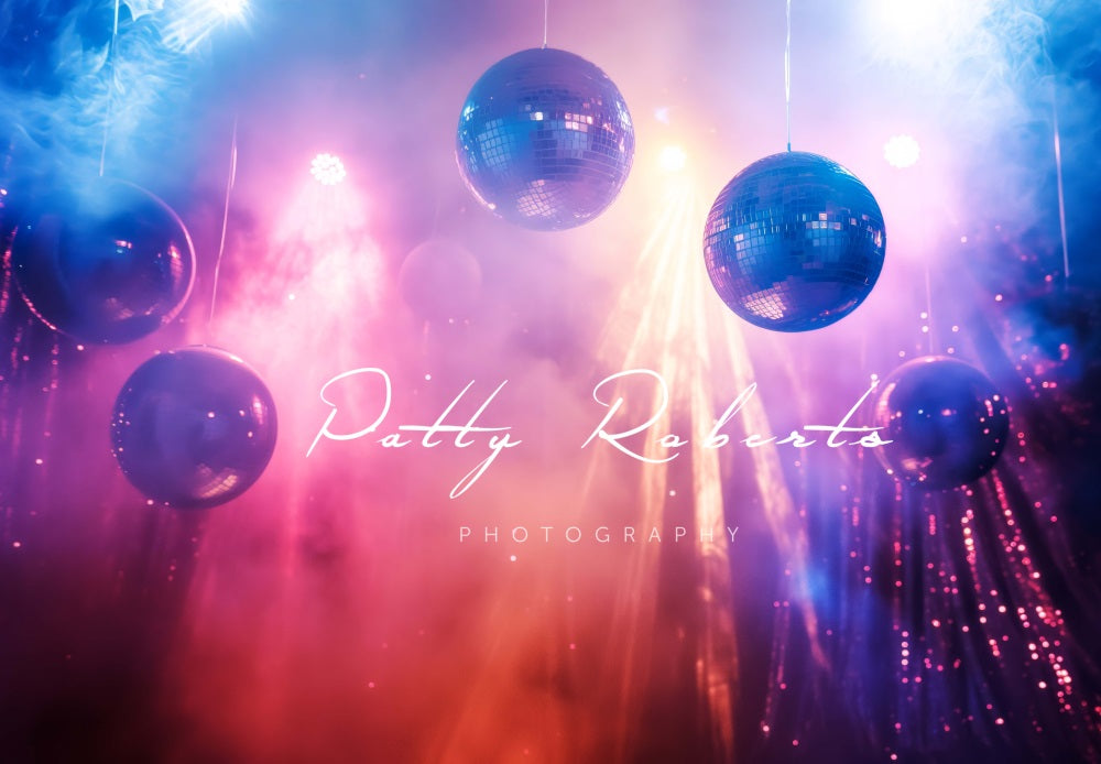 Kate Boules Disco Fête Rose Bleu Toile de fond conçue par Patty Robert - Kate Backdrop FR