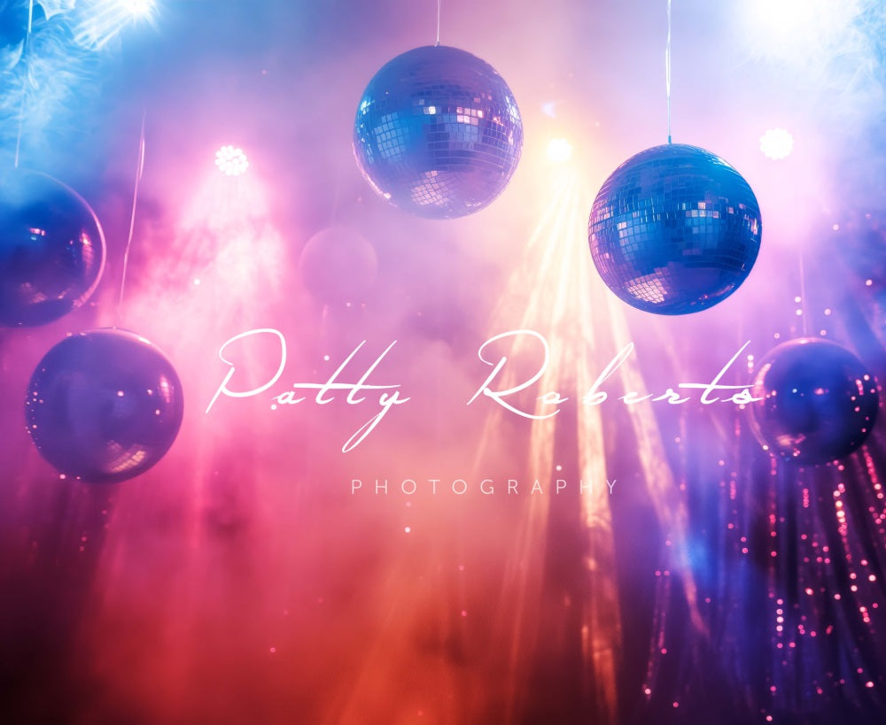 Kate Boules Disco Fête Rose Bleu Toile de fond conçue par Patty Robert - Kate Backdrop FR