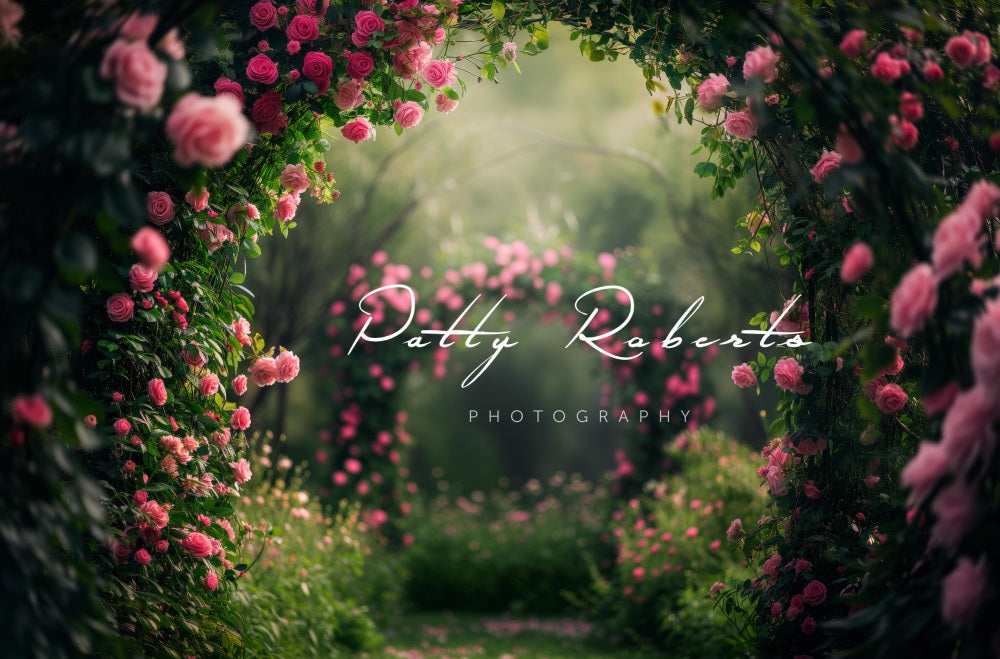 Kate Fleurs roses Arche de Jardin Toile de fond conçue par Patty Robert - Kate Backdrop FR