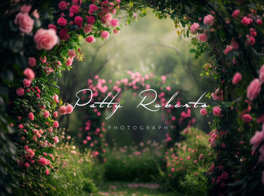 Kate Fleurs roses Arche de Jardin Toile de fond conçue par Patty Robert