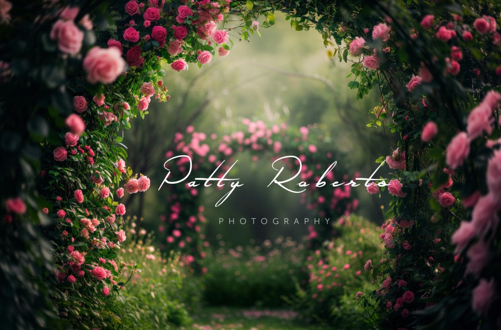 Kate Fleurs roses Arche de Jardin Toile de fond conçue par Patty Robert - Kate Backdrop FR