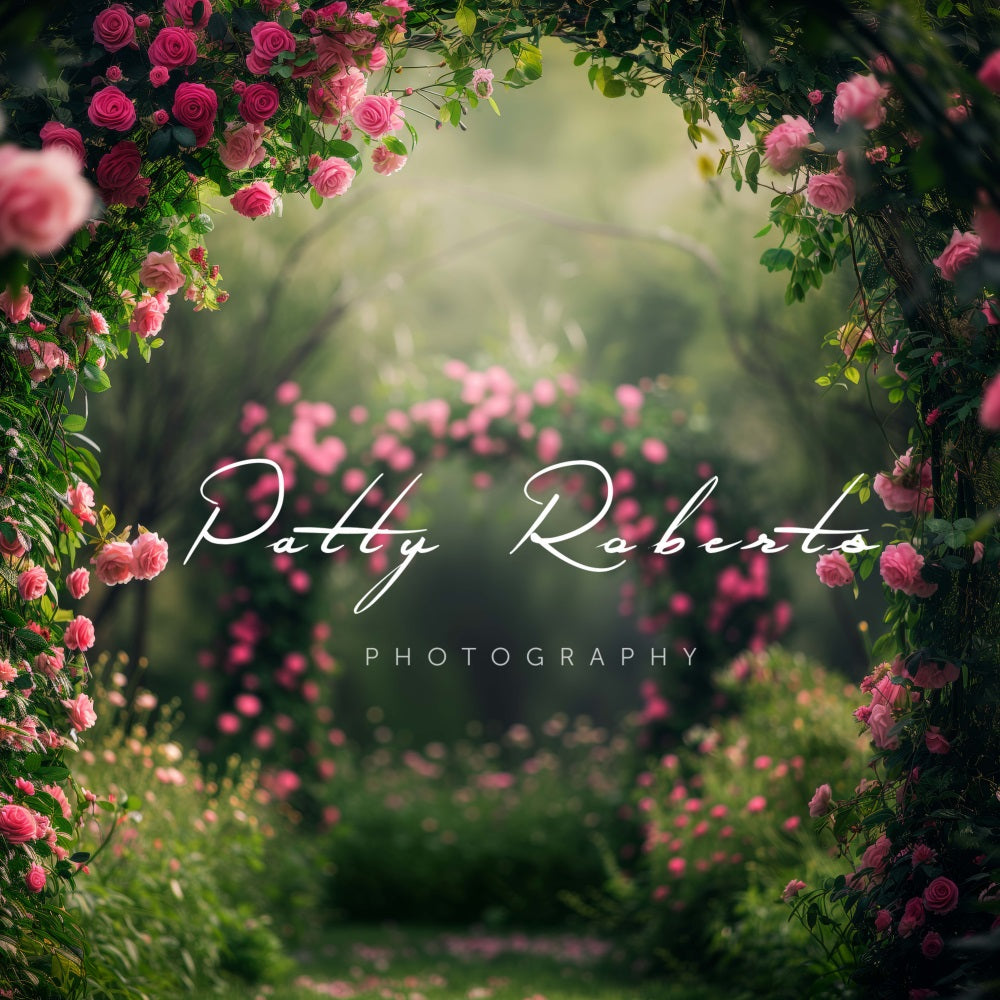 Kate Fleurs roses Arche de Jardin Toile de fond conçue par Patty Robert - Kate Backdrop FR