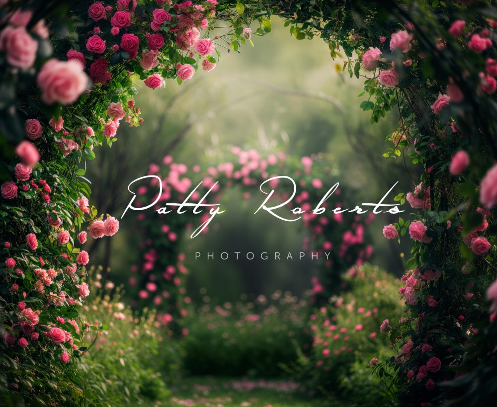 Kate Fleurs roses Arche de Jardin Toile de fond conçue par Patty Robert - Kate Backdrop FR