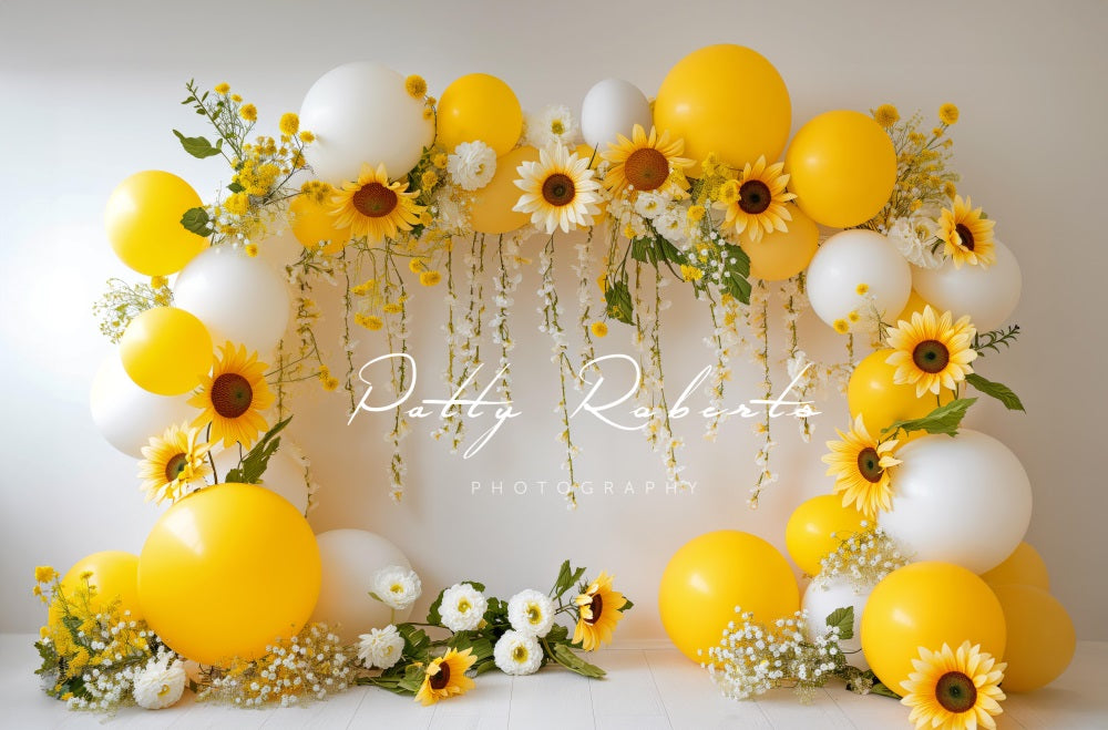 Kate Tournesols Ballons Arche Jaune Toile de fond conçue par Patty Robert - Kate Backdrop FR