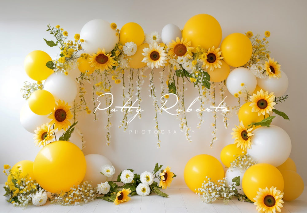 Kate Tournesols Ballons Arche Jaune Toile de fond conçue par Patty Robert - Kate Backdrop FR