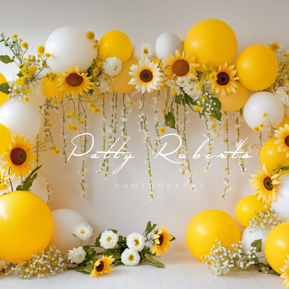 Kate Tournesols Ballons Arche Jaune Toile de fond conçue par Patty Robert - Kate Backdrop FR