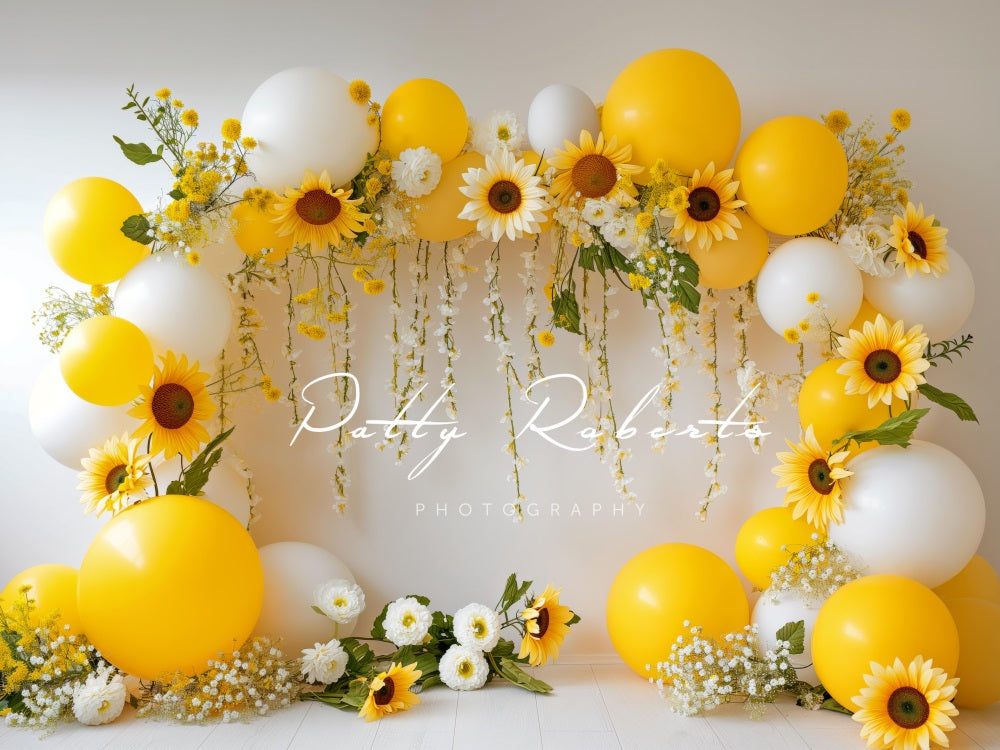 Kate Tournesols Ballons Arche Jaune Toile de fond conçue par Patty Robert - Kate Backdrop FR
