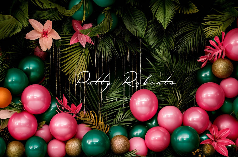 Kate Tropical Ballons Fleurs Plantes Toile de fond conçue par Patty Robert - Kate Backdrop FR