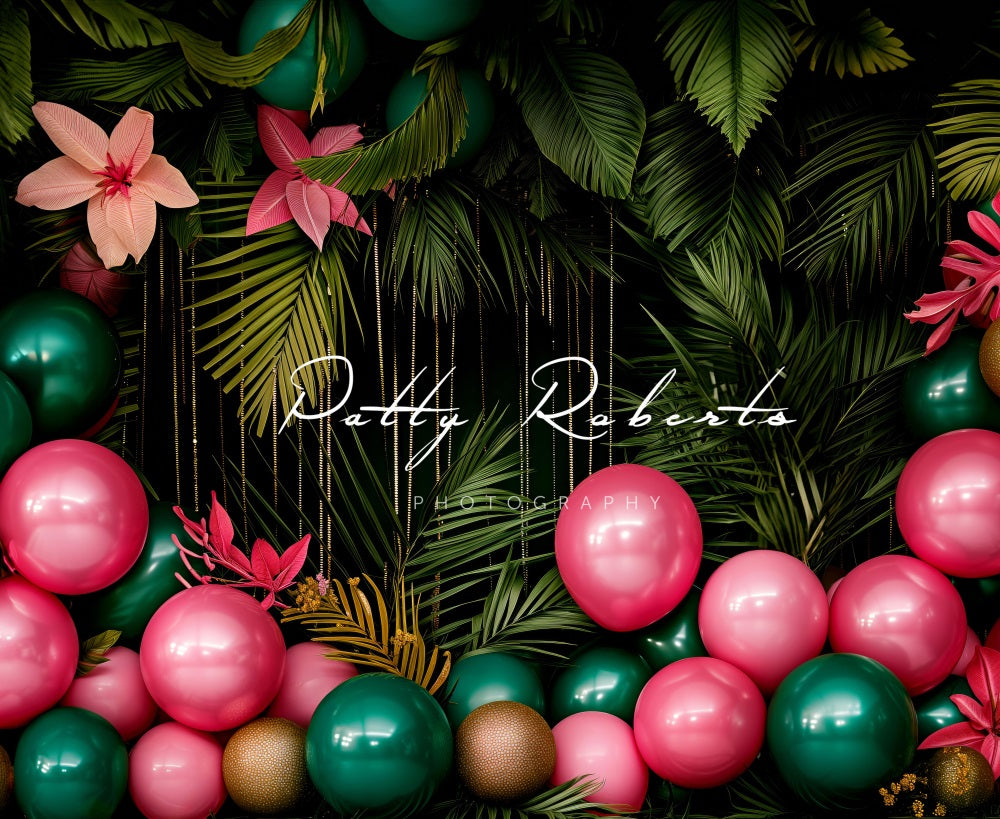 Kate Tropical Ballons Fleurs Plantes Toile de fond conçue par Patty Robert - Kate Backdrop FR