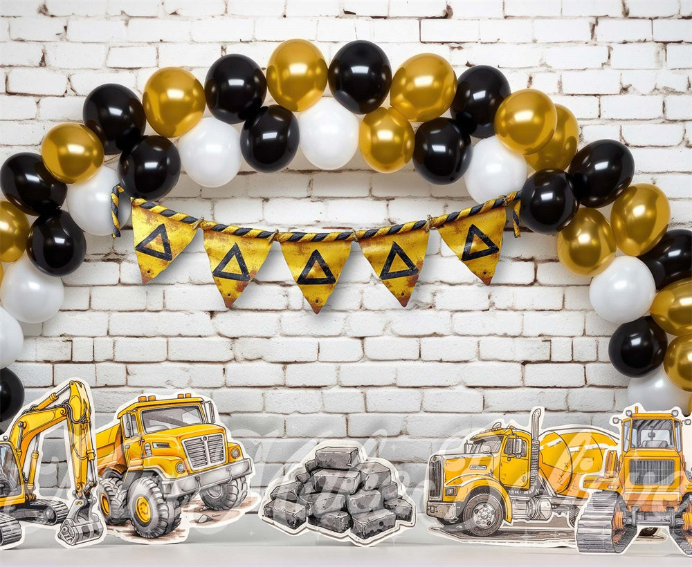 Kate Construction Mur de briques Ballons Toile de fond conçue par Mini MakeBelieve - Kate Backdrop FR