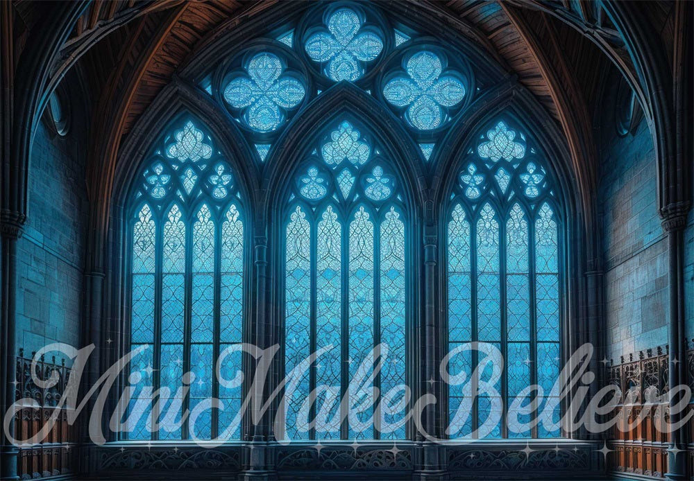 Kate Église gothique Bleu Intérieur Toile de fond conçue par Mini MakeBelieve - Kate Backdrop FR