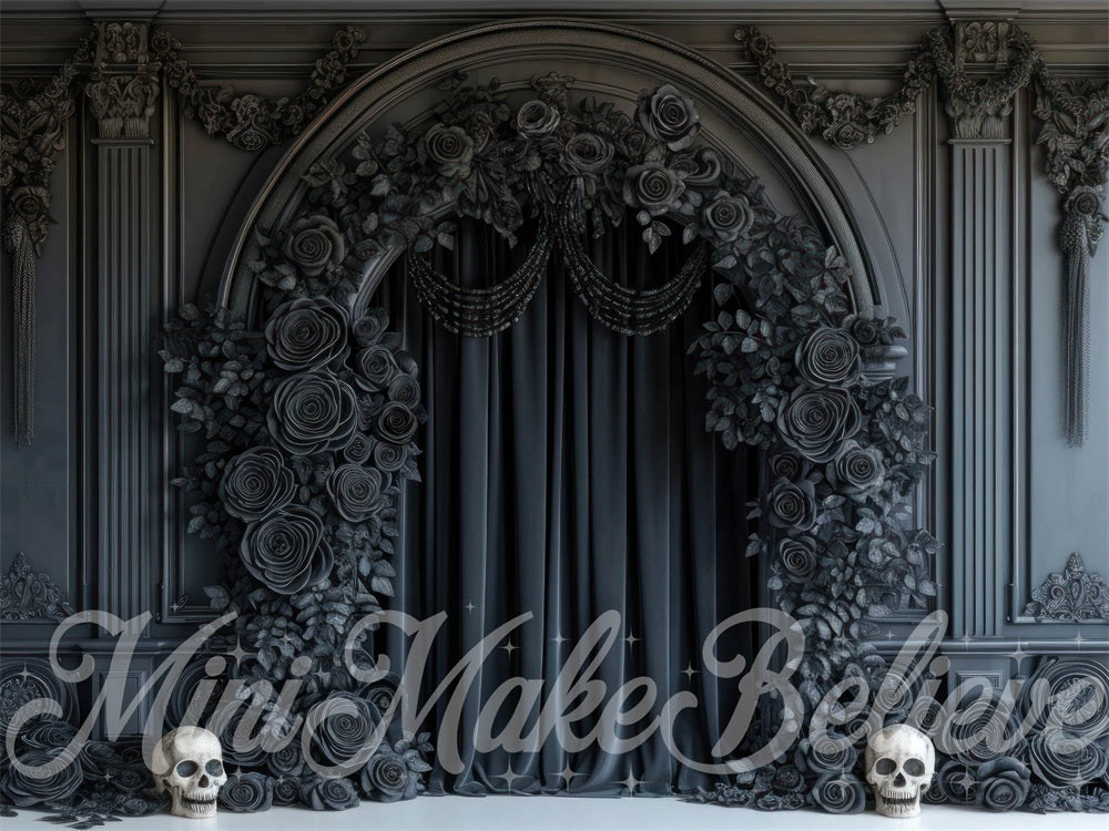 Kate Halloween Rose noire Rideau Mur Arche Toile de fond conçue par Mini MakeBelieve - Kate Backdrop FR
