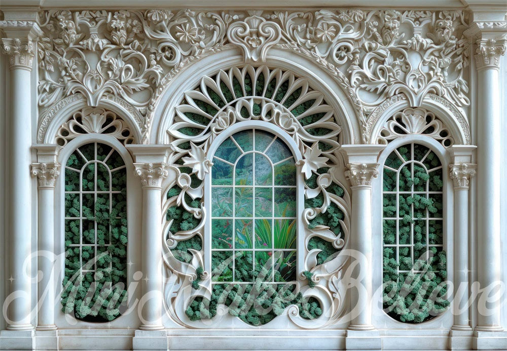 Kate Intérieur Blanc Serre Mur Toile de fond conçue par Mini MakeBelieve - Kate Backdrop FR