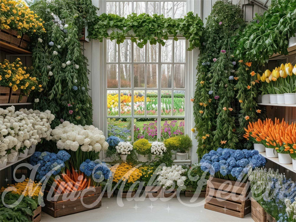 Kate Intérieur Fenêtre Fleurs Plantes Toile de fond conçue par Mini MakeBelieve - Kate Backdrop FR