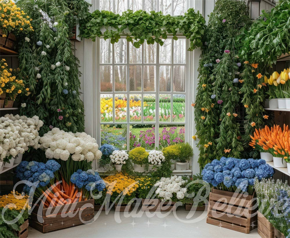Kate Intérieur Fenêtre Fleurs Plantes Toile de fond conçue par Mini MakeBelieve - Kate Backdrop FR