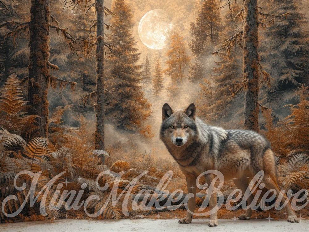 Kate Chaperon Loup Forêt Arbres Toile de fond conçue par Mini MakeBelieve - Kate Backdrop FR