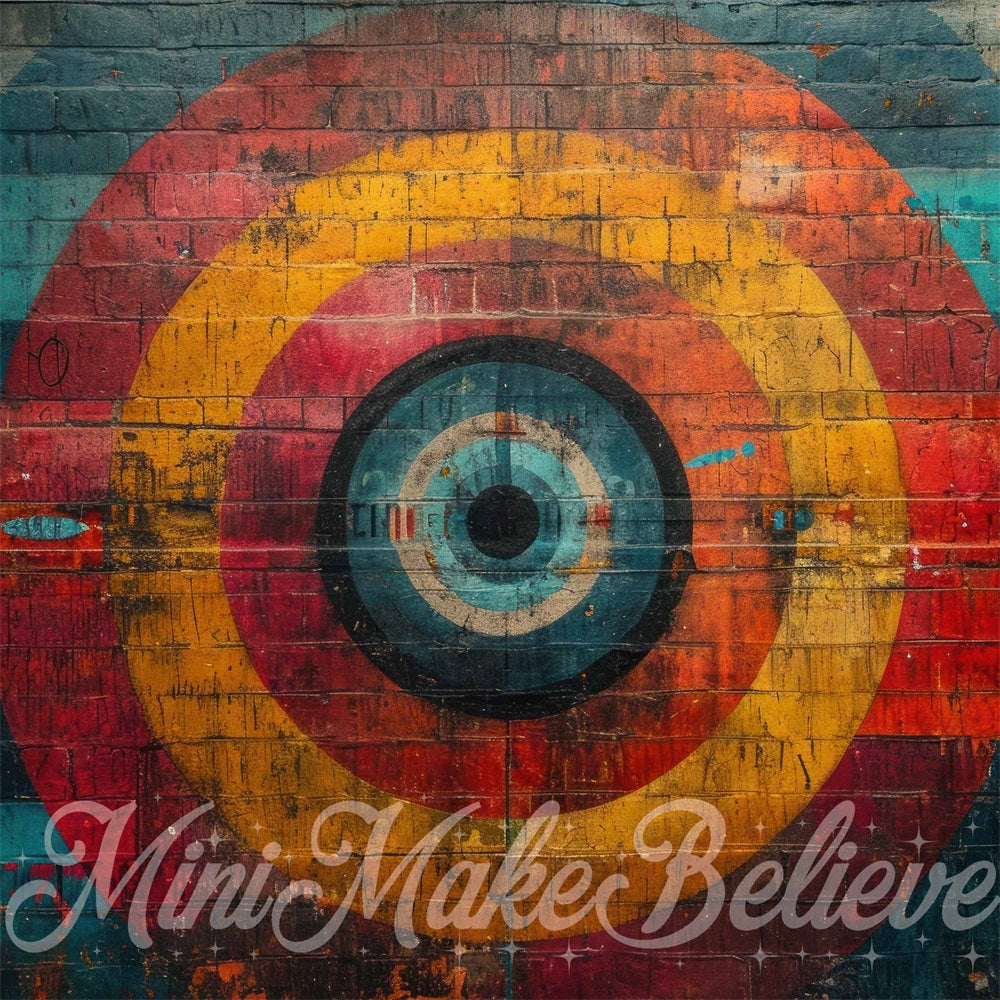 Kate Mur de briques Cible Bleu Rouge Jaune Toile de fond conçue par Mini MakeBelieve - Kate Backdrop FR