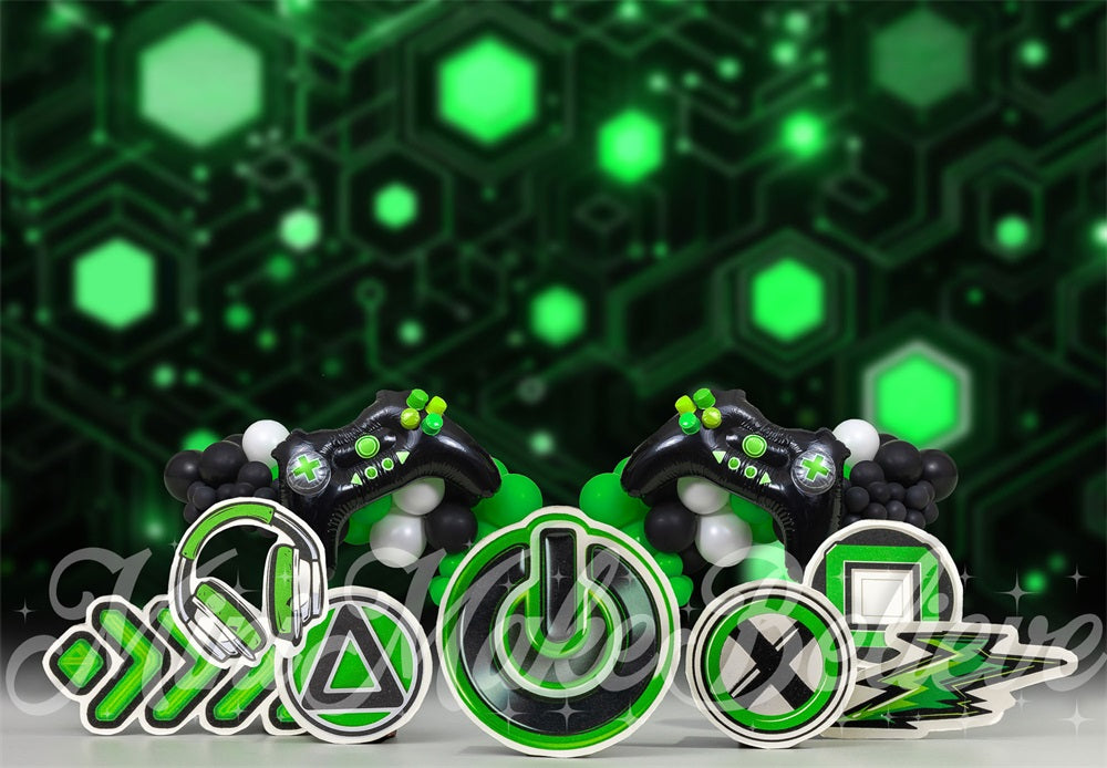 Kate Jeux vidéo Vert Enfant Toile de fond conçue par Mini MakeBelieve - Kate Backdrop FR