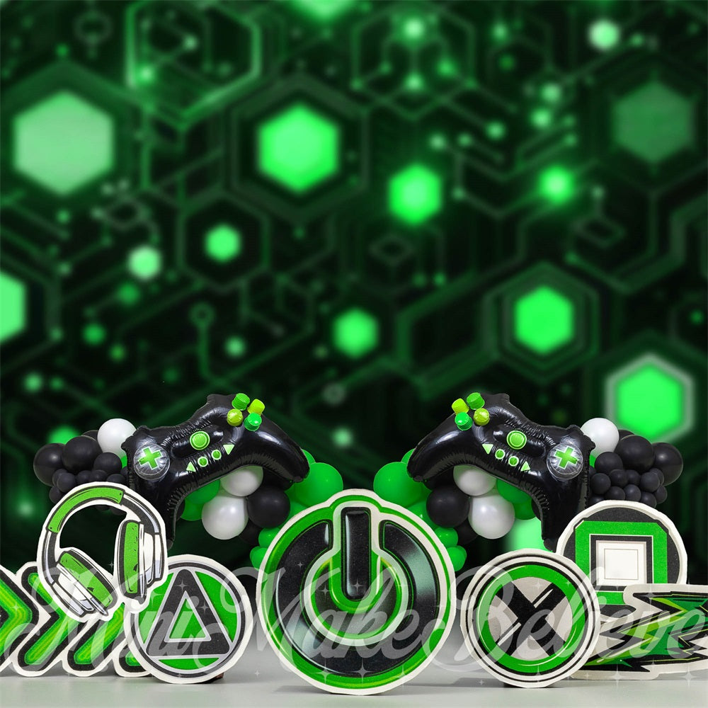 Kate Jeux vidéo Vert Enfant Toile de fond conçue par Mini MakeBelieve - Kate Backdrop FR