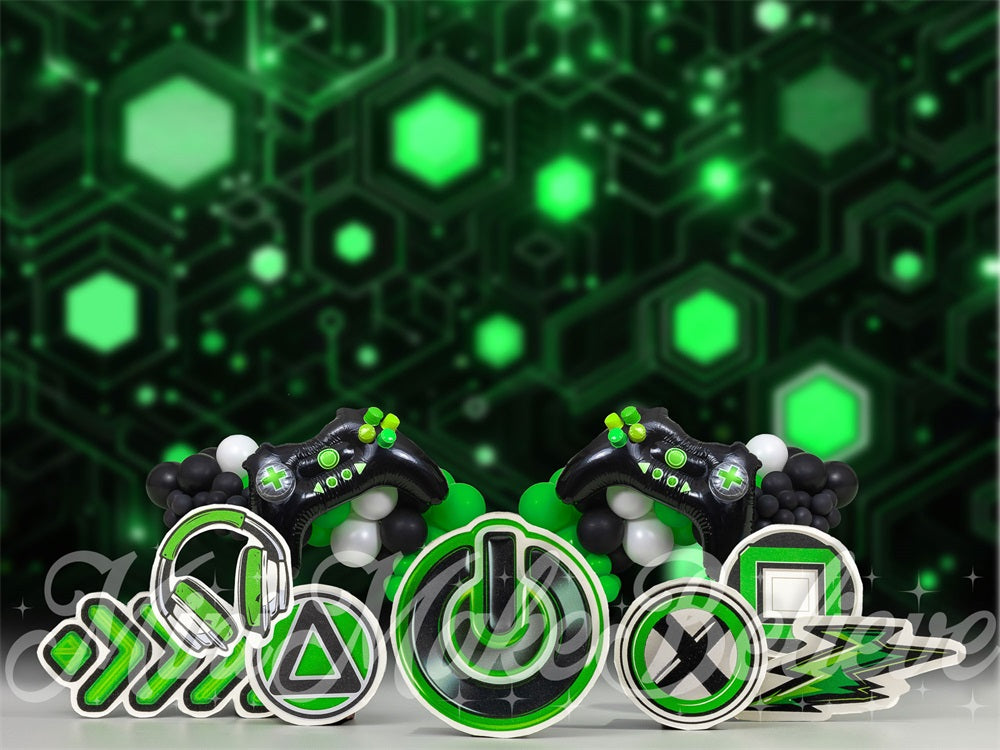 Kate Jeux vidéo Vert Enfant Toile de fond conçue par Mini MakeBelieve - Kate Backdrop FR