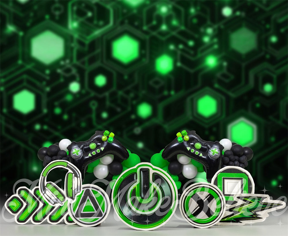 Kate Jeux vidéo Vert Enfant Toile de fond conçue par Mini MakeBelieve - Kate Backdrop FR