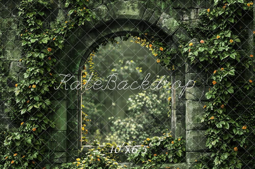 Kate Printemps Plantes Vert Arche de brique Toile de fond conçue par Emetselch - Kate Backdrop FR