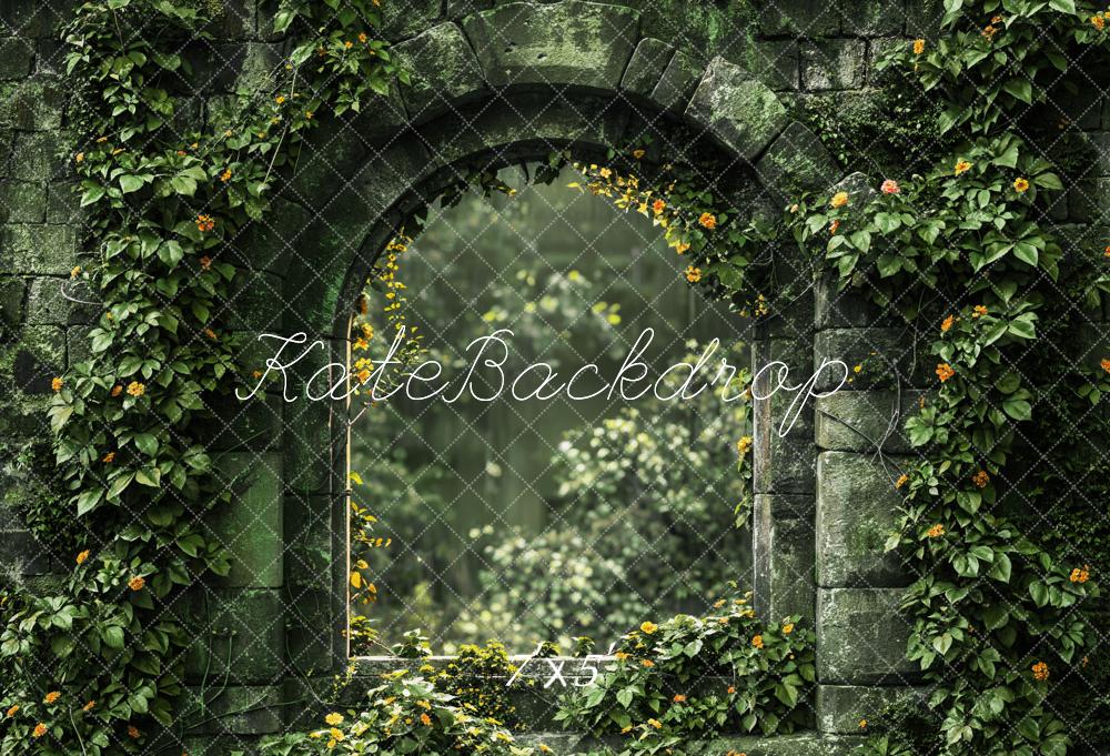 Kate Printemps Plantes Vert Arche de brique Toile de fond conçue par Emetselch - Kate Backdrop FR