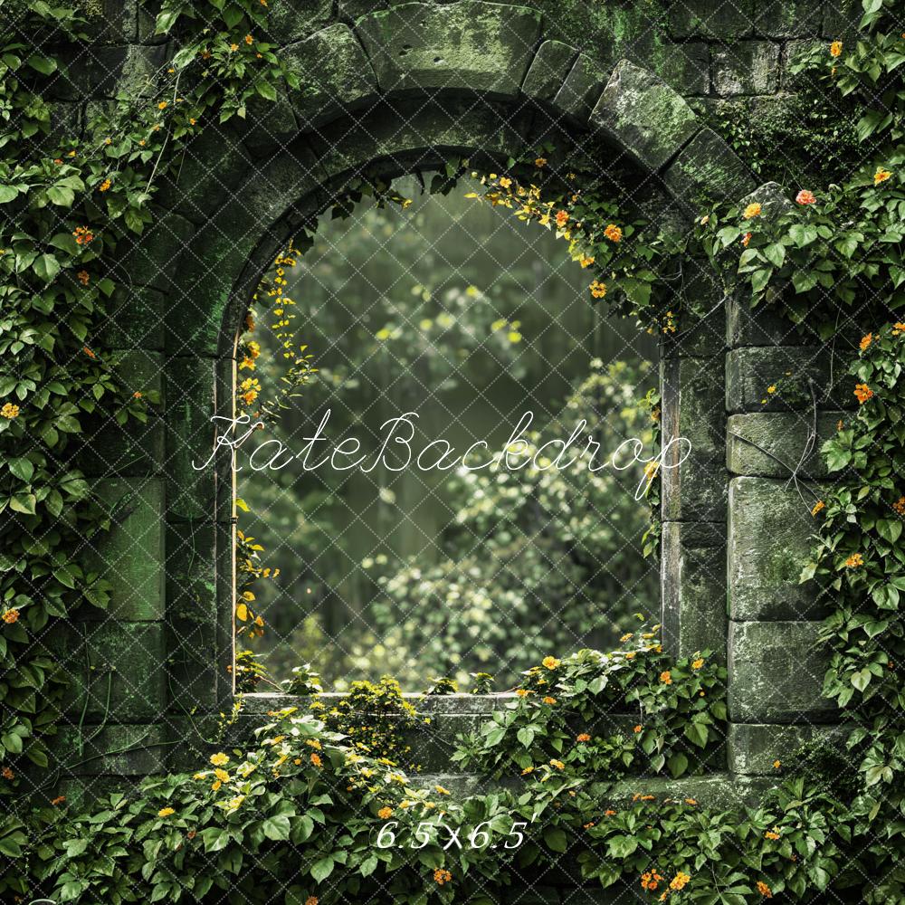 Kate Printemps Plantes Vert Arche de brique Toile de fond conçue par Emetselch - Kate Backdrop FR