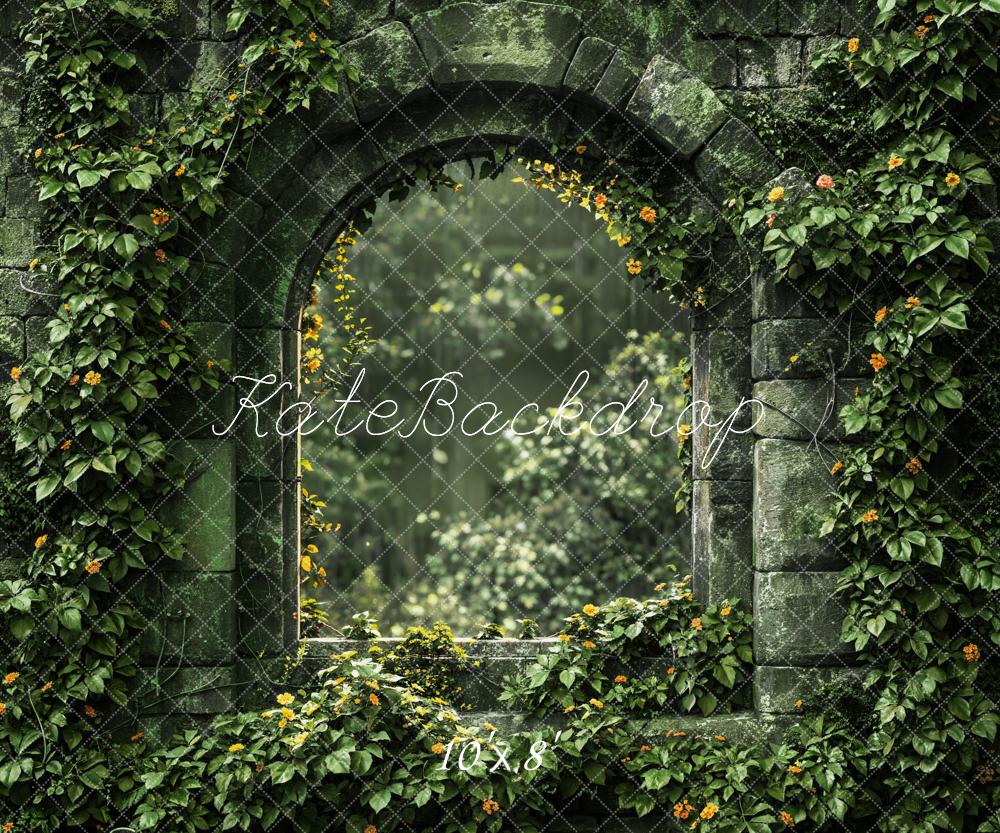 Kate Printemps Plantes Vert Arche de brique Toile de fond conçue par Emetselch - Kate Backdrop FR