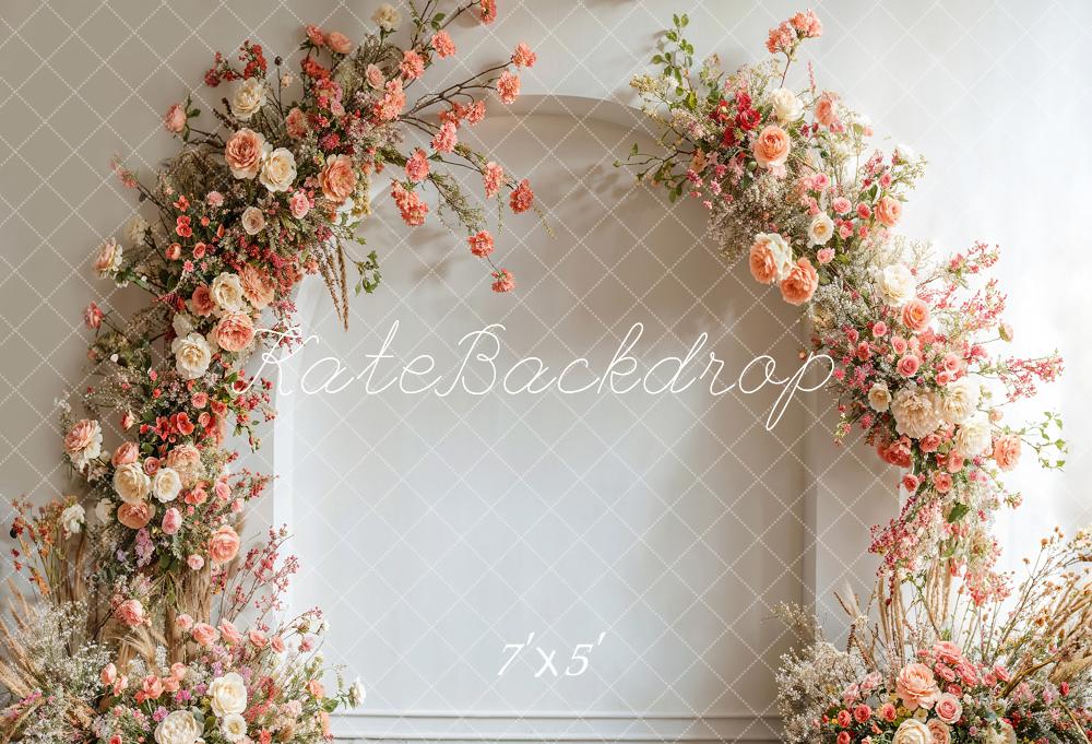Kate Printemps Mariage Fleurs Blanc Arche Toile de fond conçue par Emetselch - Kate Backdrop FR