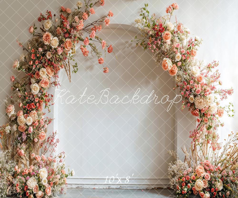 Kate Printemps Mariage Fleurs Blanc Arche Toile de fond conçue par Emetselch - Kate Backdrop FR