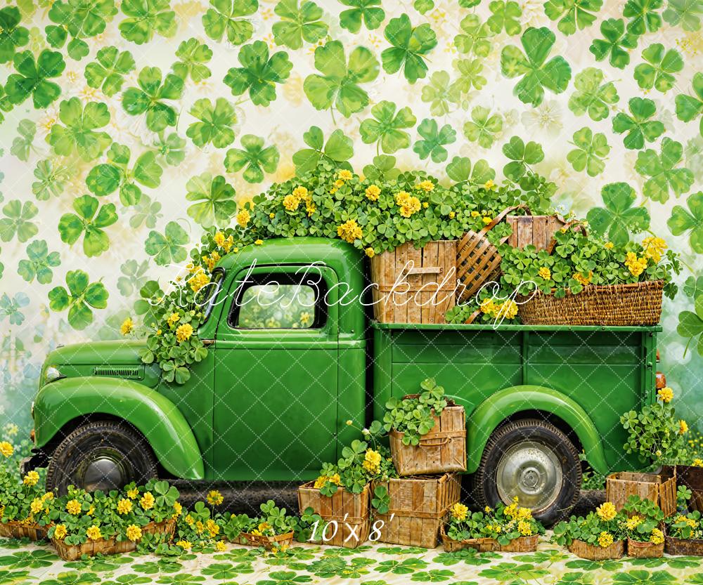 Kate La Saint-Patrick Trèfle vert Camion Toile de fond conçue par Chain Photographie - Kate Backdrop FR