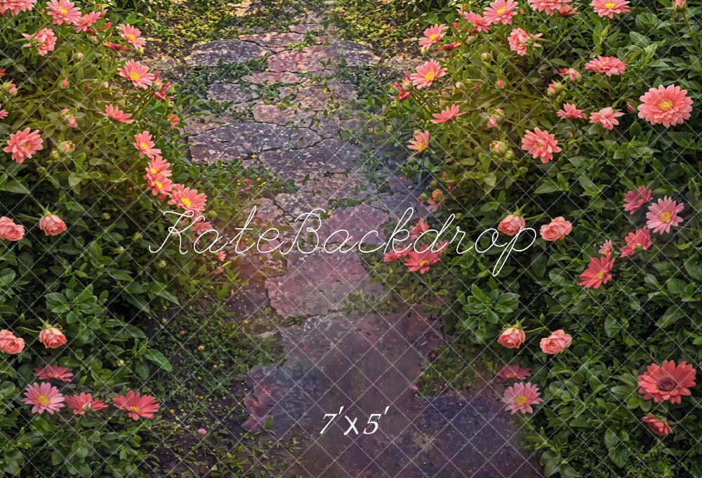 Kate Saint Valentin Fleurs Rose Pierre Sol Toile de fond conçue par Kate Image - Kate Backdrop FR