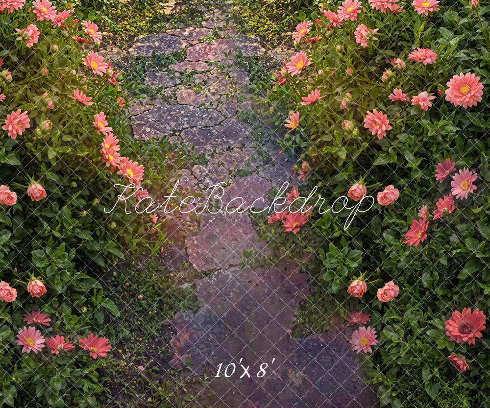 Kate Saint Valentin Fleurs Rose Pierre Sol Toile de fond conçue par Kate Image - Kate Backdrop FR