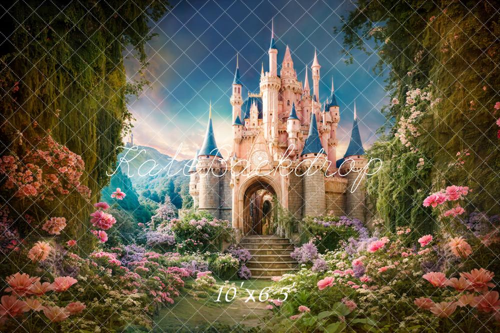 Kate Printemps Fantaisie Forêt Fleur Château Toile de fond conçue par Chain Photographie - Kate Backdrop FR