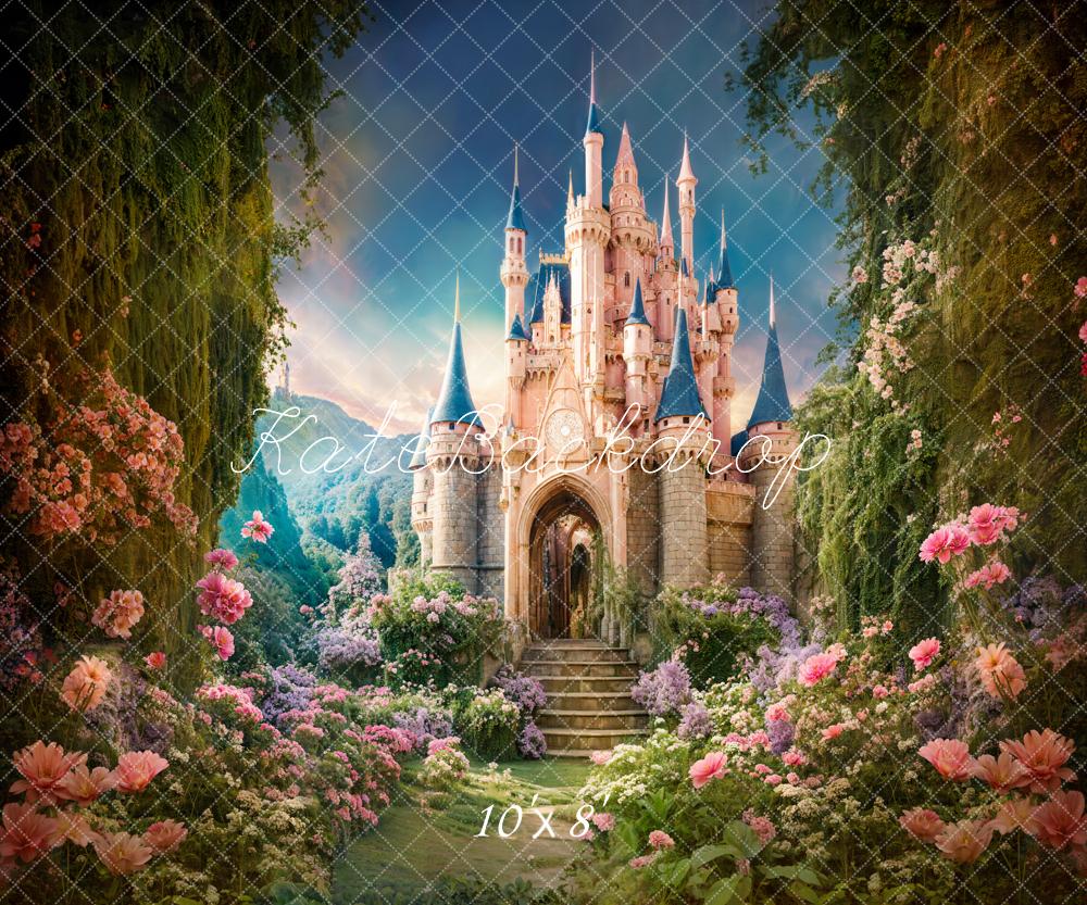 Kate Printemps Fantaisie Forêt Fleur Château Toile de fond conçue par Chain Photographie - Kate Backdrop FR
