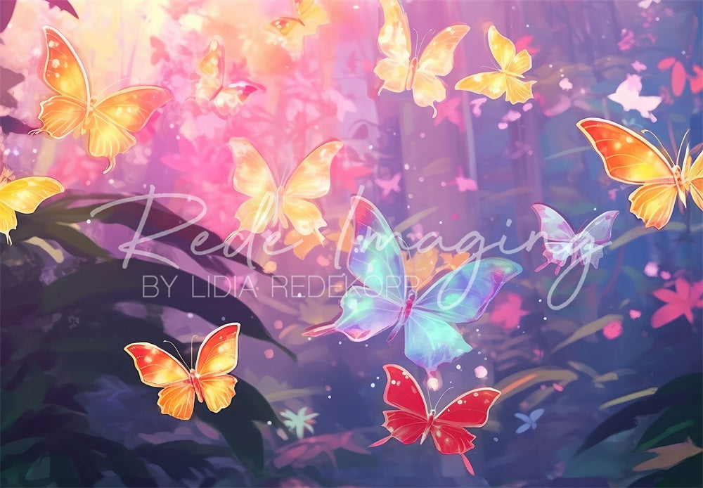 Kate Tropical Papillons Onirique Toile de fond conçue par Lidia Redekopp - Kate Backdrop FR