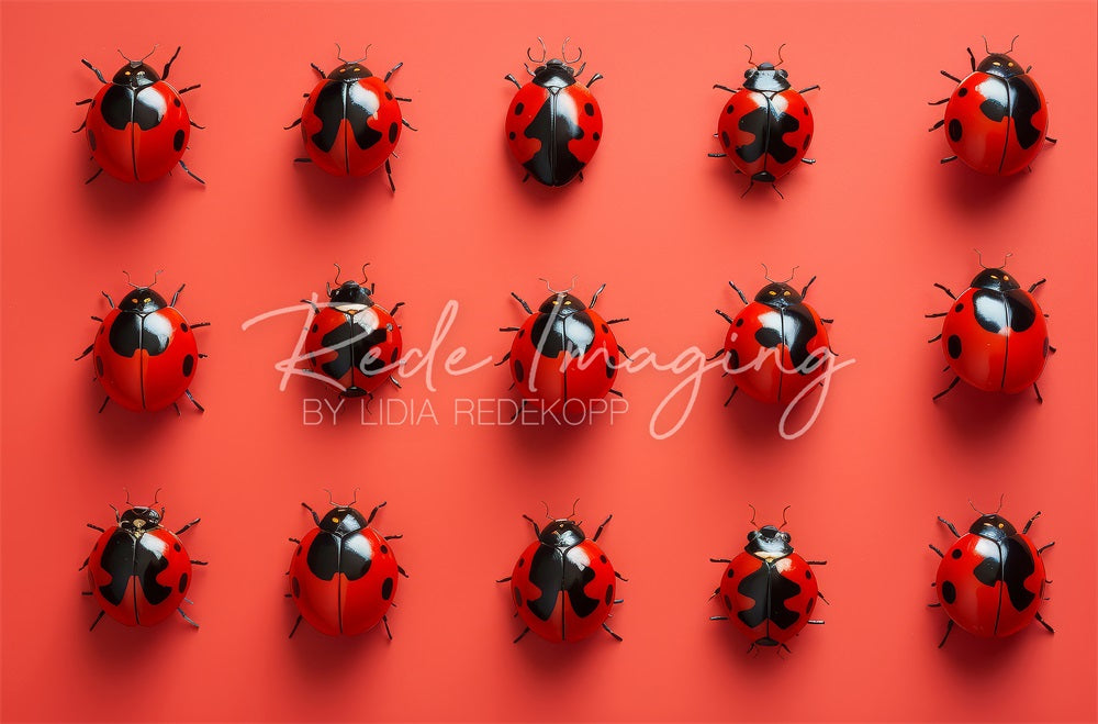 Kate Coccinelles Nature Rouge Toile de fond conçue par Lidia Redekopp - Kate Backdrop FR