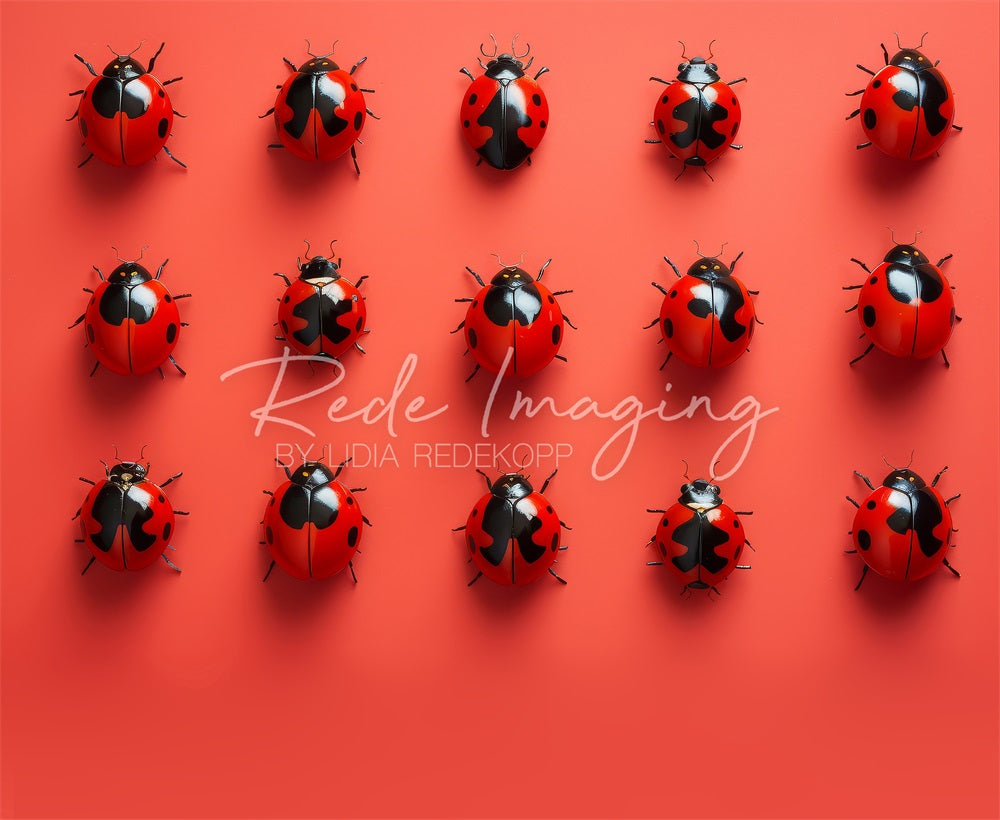 Kate Coccinelles Nature Rouge Toile de fond conçue par Lidia Redekopp - Kate Backdrop FR