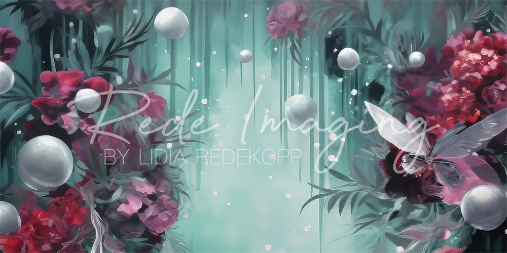 Kate Floral Mystique Vert foncé Toile de fond conçue par Lidia Redekopp - Kate Backdrop FR