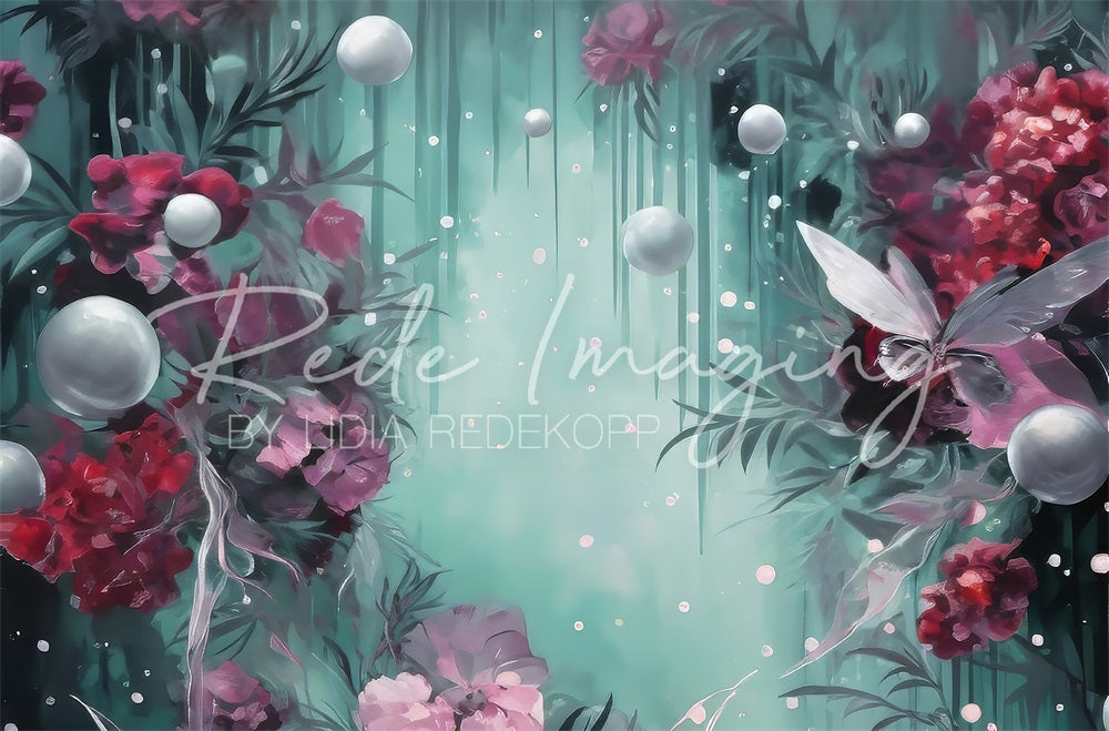 Kate Floral Mystique Vert foncé Toile de fond conçue par Lidia Redekopp - Kate Backdrop FR