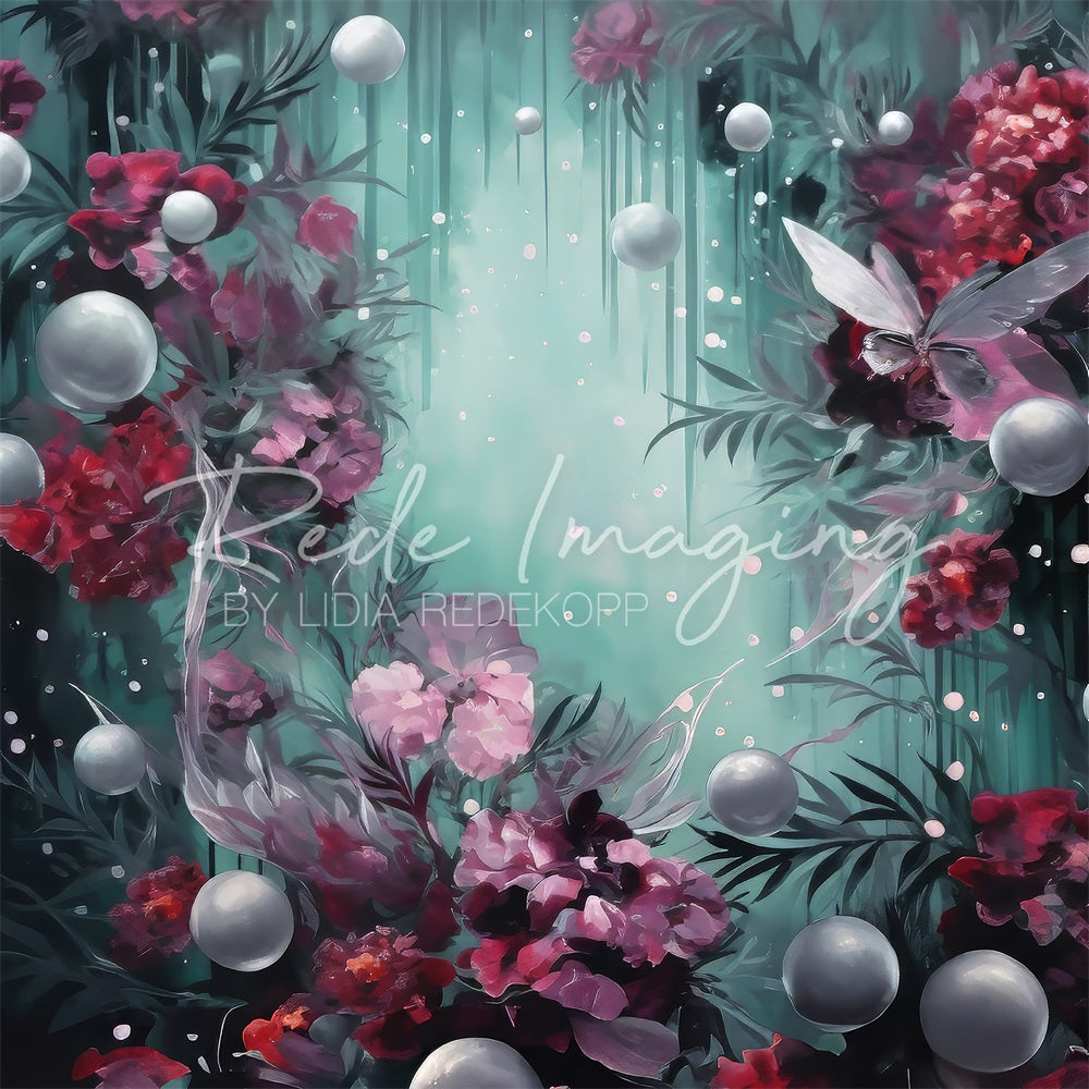 Kate Floral Mystique Vert foncé Toile de fond conçue par Lidia Redekopp - Kate Backdrop FR