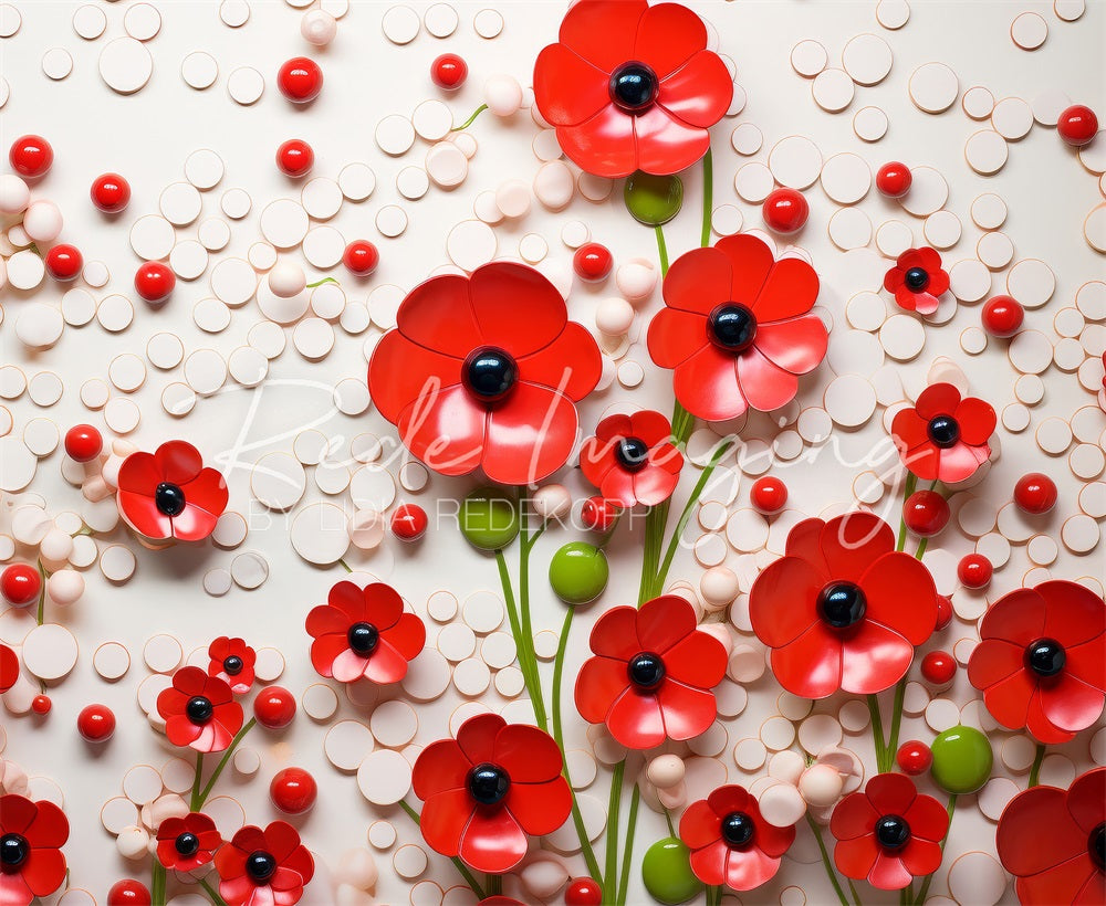 Kate Fleurs rouges Points blancs Toile de fond conçue par Lidia Redekopp - Kate Backdrop FR