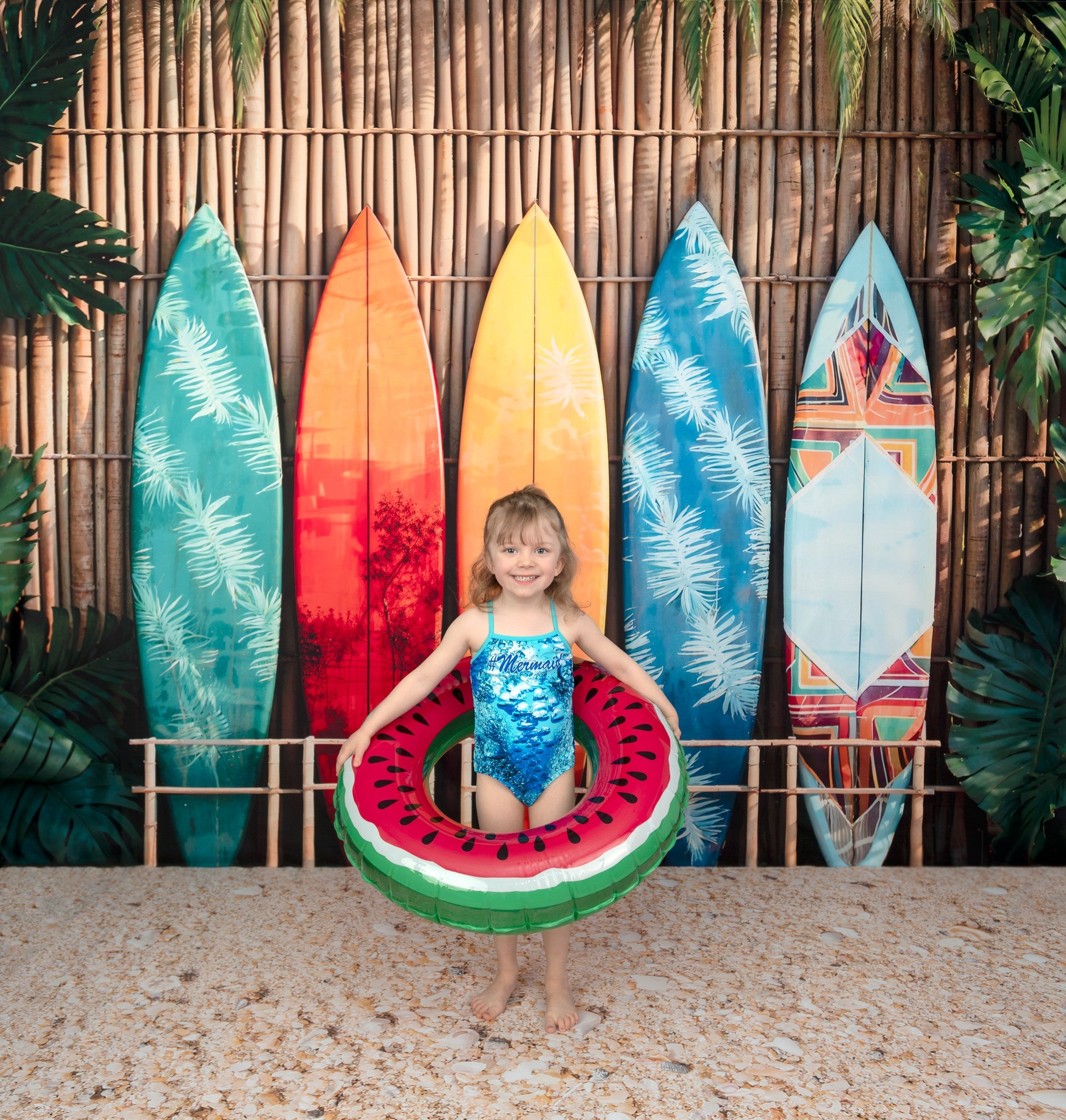 Kate Été Coloré Planches de surf Plantes Toile de fond conçue par Emetselch - Kate Backdrop FR