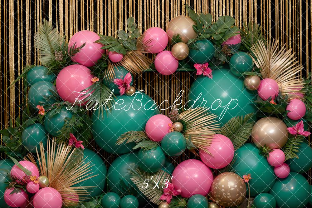 Kate Été Anniversaire Vert Rose Ballons Toile de fond conçue par Emetselch - Kate Backdrop FR