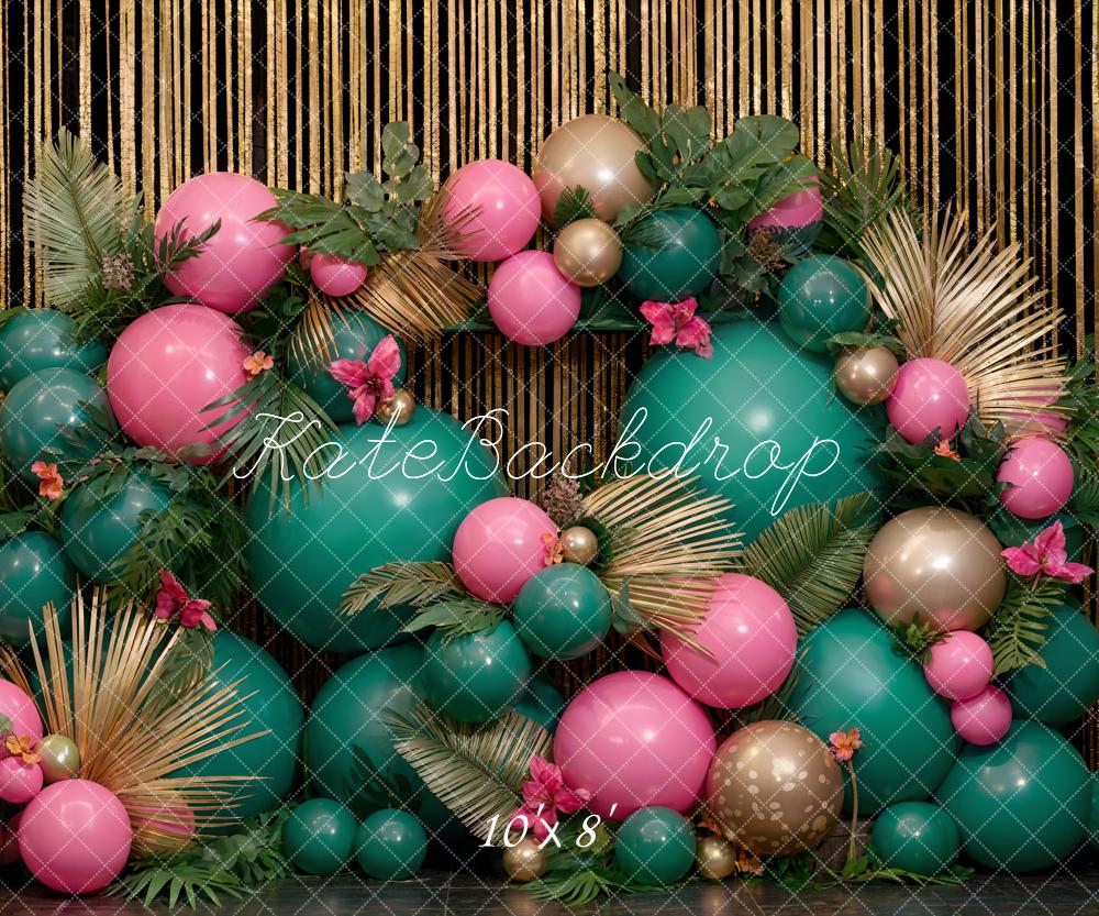 Kate Été Anniversaire Vert Rose Ballons Toile de fond conçue par Emetselch - Kate Backdrop FR