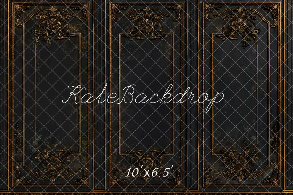 Kate Sombre Mur Rétro Noir Doré Élégant Toile de fond conçue par Kate Image - Kate Backdrop FR