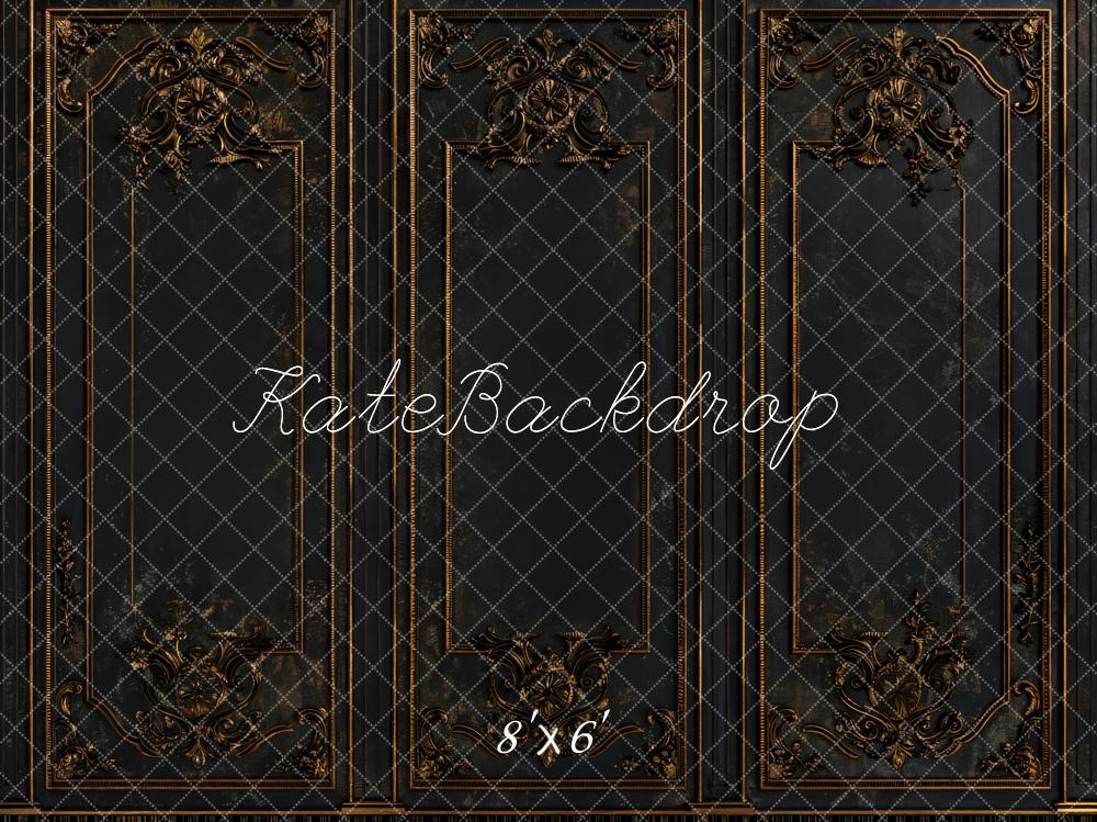 Kate Sombre Mur Rétro Noir Doré Élégant Toile de fond conçue par Kate Image - Kate Backdrop FR