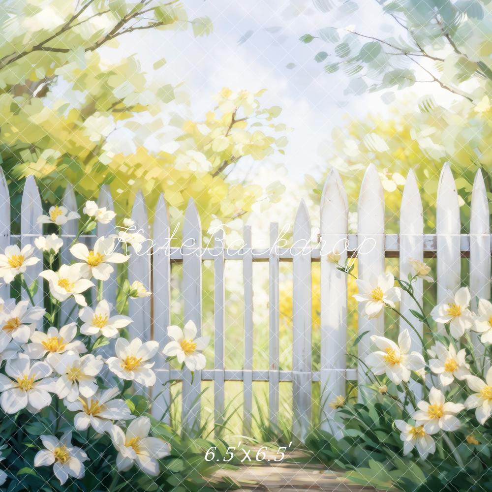 Kate Printemps Forêt Fleur Clôture en bois Toile de fond conçue par GQ - Kate Backdrop FR